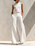 Nicoletta | Conjunto de Lino con Costuras en Contraste
