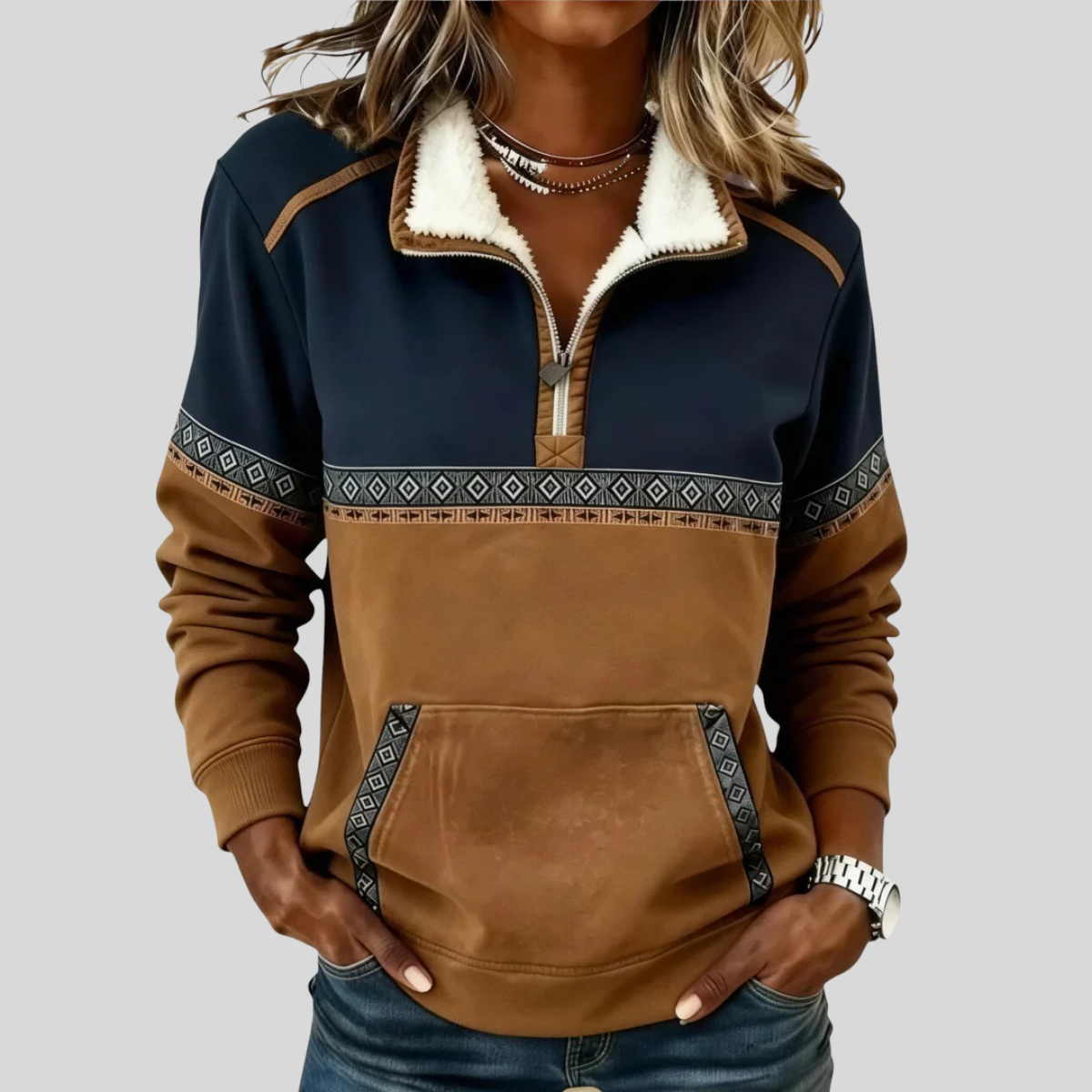 Venanzia | Sudadera de Medio Cierre con Cuello de Sherpa