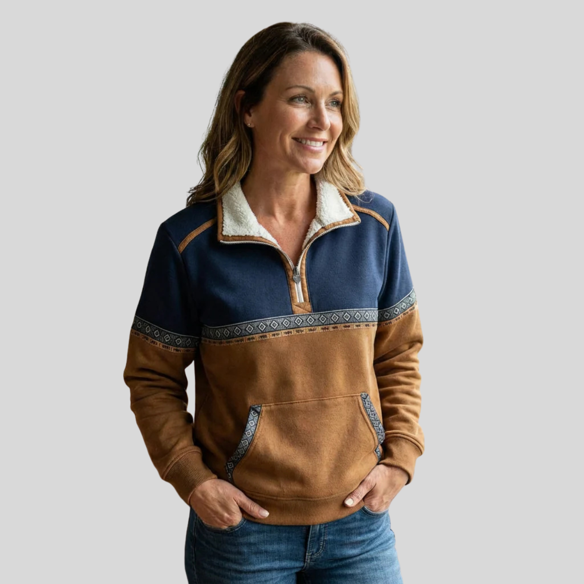 Venanzia | Sudadera de Medio Cierre con Cuello de Sherpa