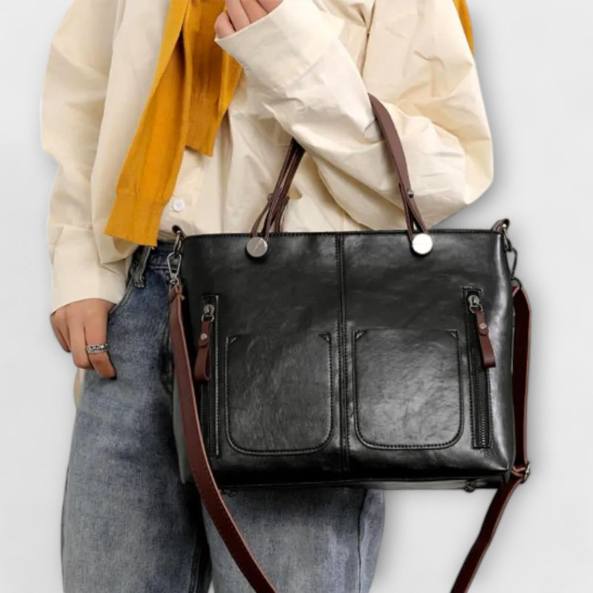 Eline | Bolsa de Hombro de Piel Genuina para Mujer