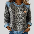 Bernarda | Suéter Animal Print con Cuello de Mezclilla
