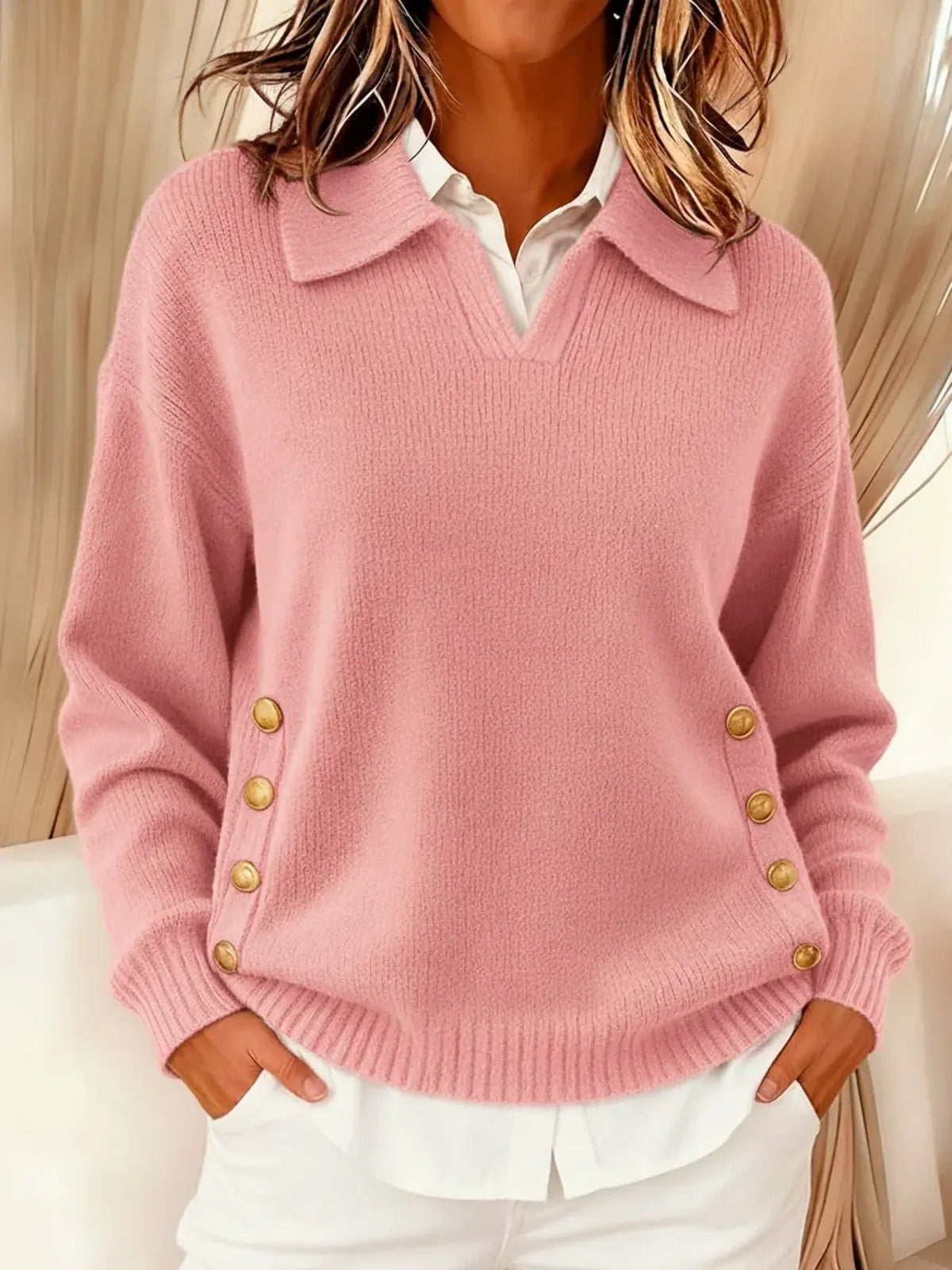 Erminia | Suéter con Cuello Polo y Botones