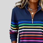 Ermelinda | Sudadera a Rayas con Cuarto de Cierre