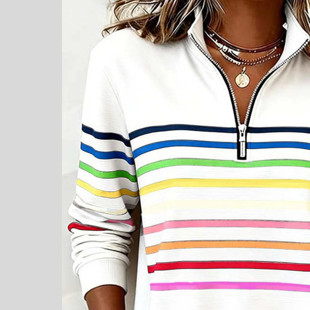 Ermelinda | Sudadera a Rayas con Cuarto de Cierre