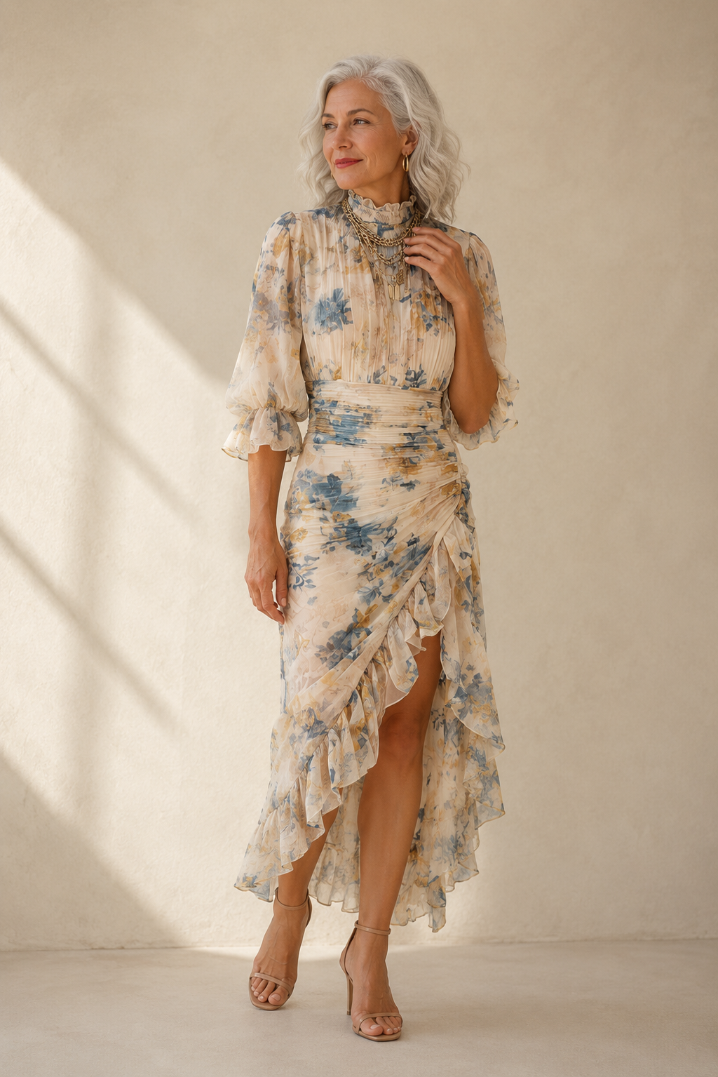 Emma | Vestido de Chiffon Beige