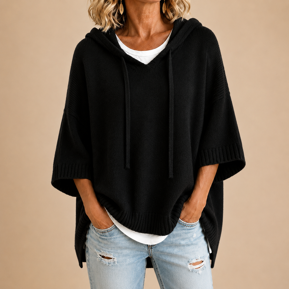 Mirella | Poncho de Punto con Gorro