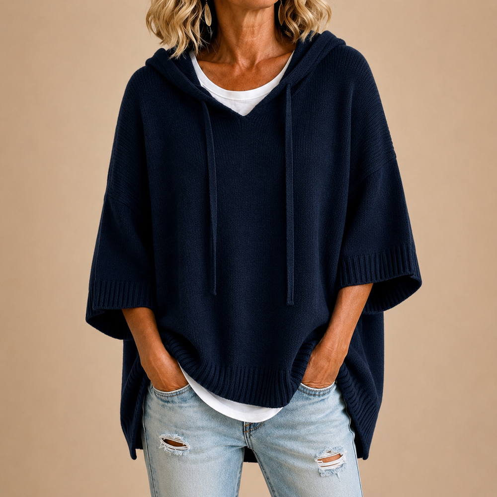 Mirella | Poncho de Punto con Gorro