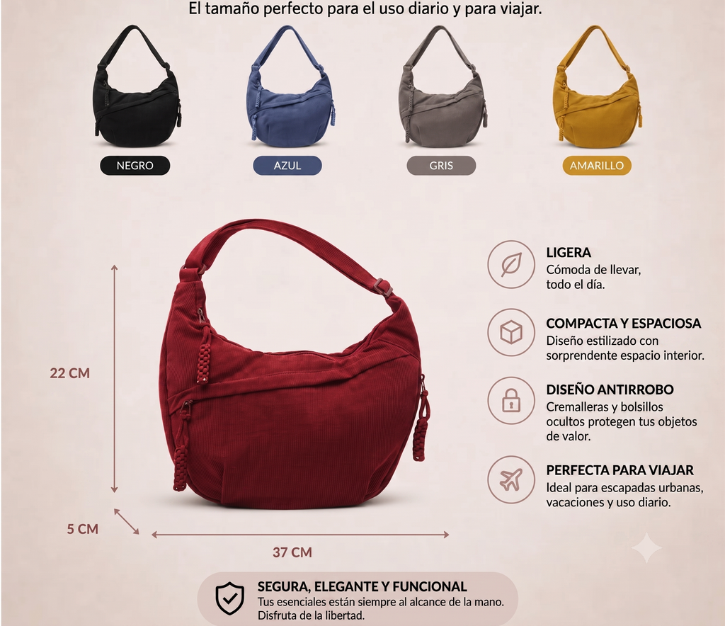 Nadia | Bolsa de Hombro de Nylon para Mujer