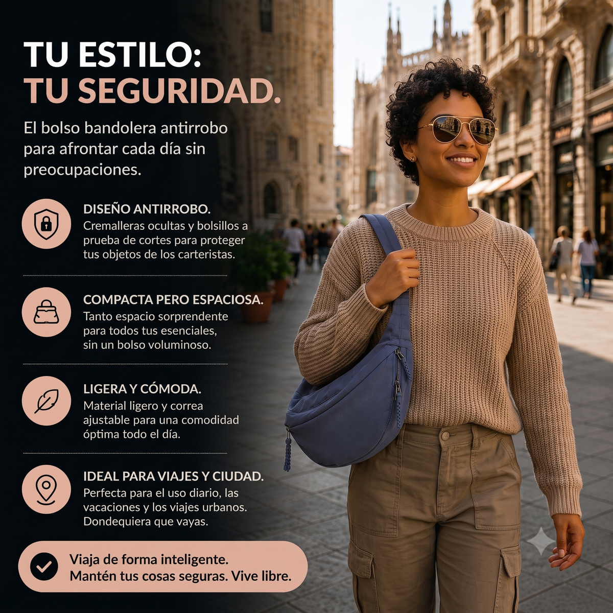 Nadia | Bolsa de Hombro de Nylon para Mujer