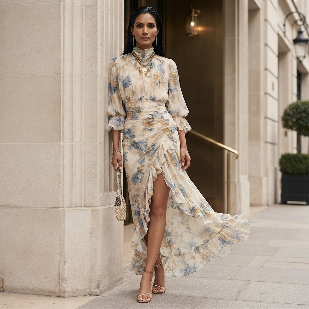 Emma | Vestido de Chiffon Beige