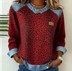 Bernarda | Suéter Animal Print con Cuello de Mezclilla