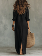 Solene | Vestido Largo Amplio con Botones