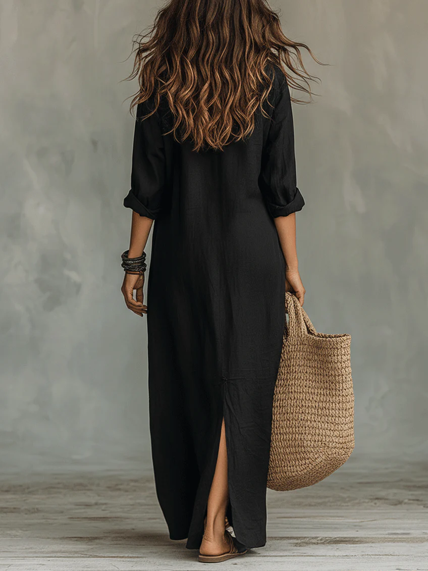 Solene | Vestido Largo Amplio con Botones