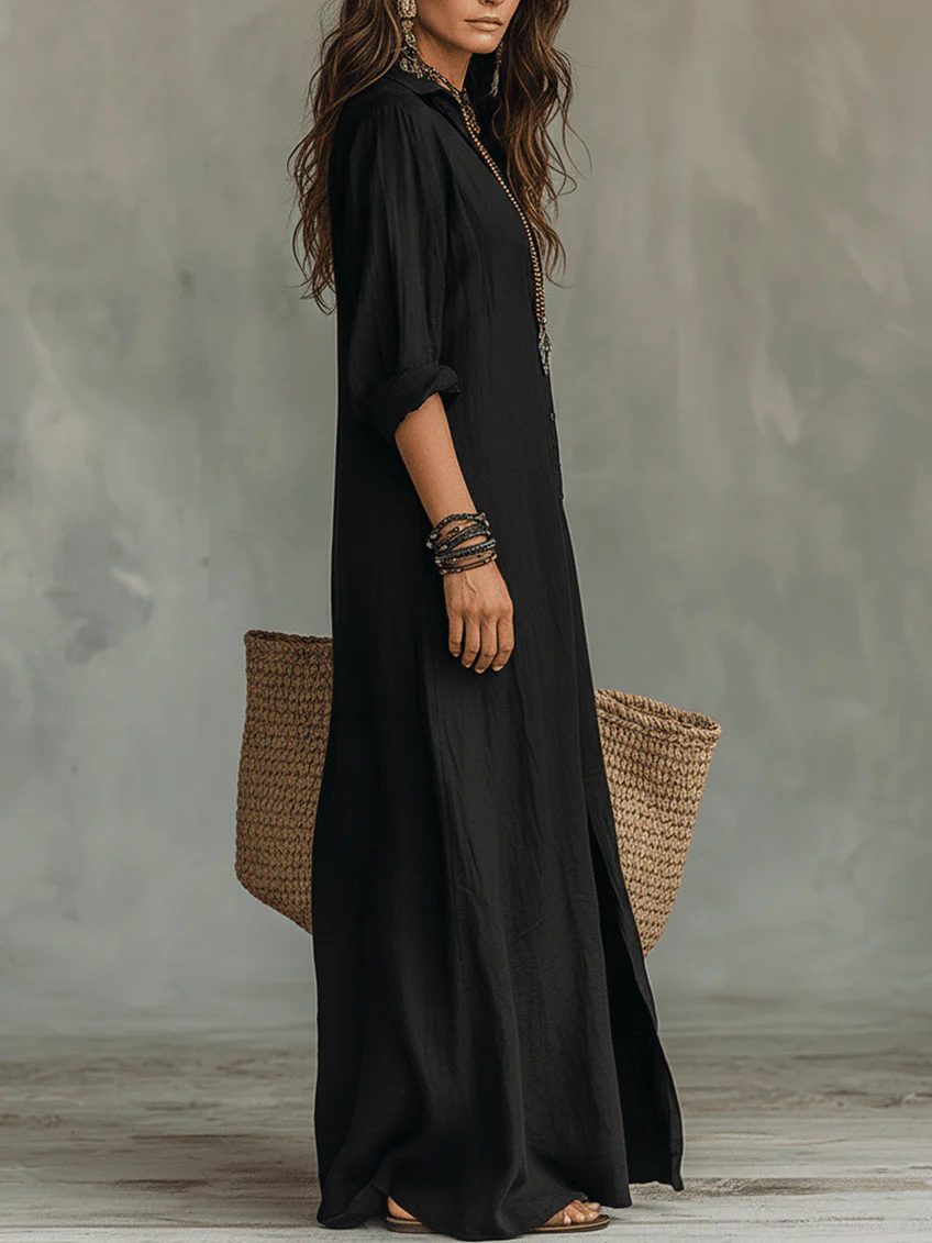 Solene | Vestido Largo Amplio con Botones