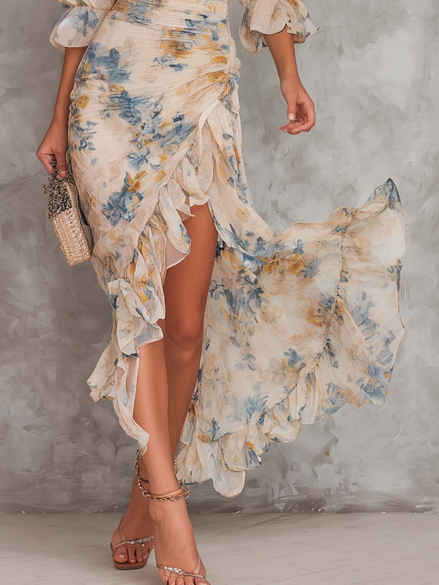 Emma | Vestido de Chiffon Beige