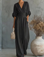 Elisa | Jumpsuit Elegante Fluido con Escote en V