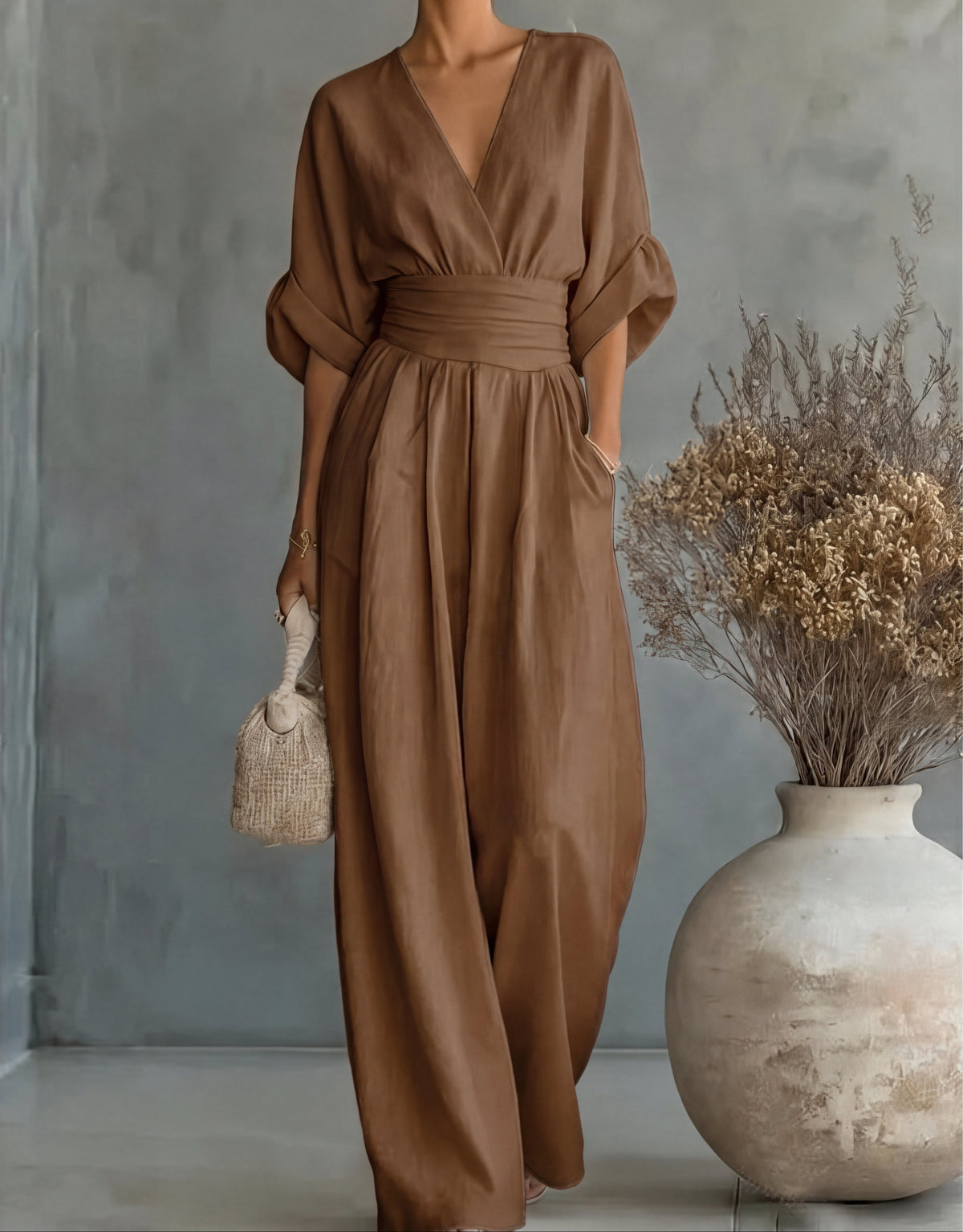 Elisa | Jumpsuit Elegante Fluido con Escote en V