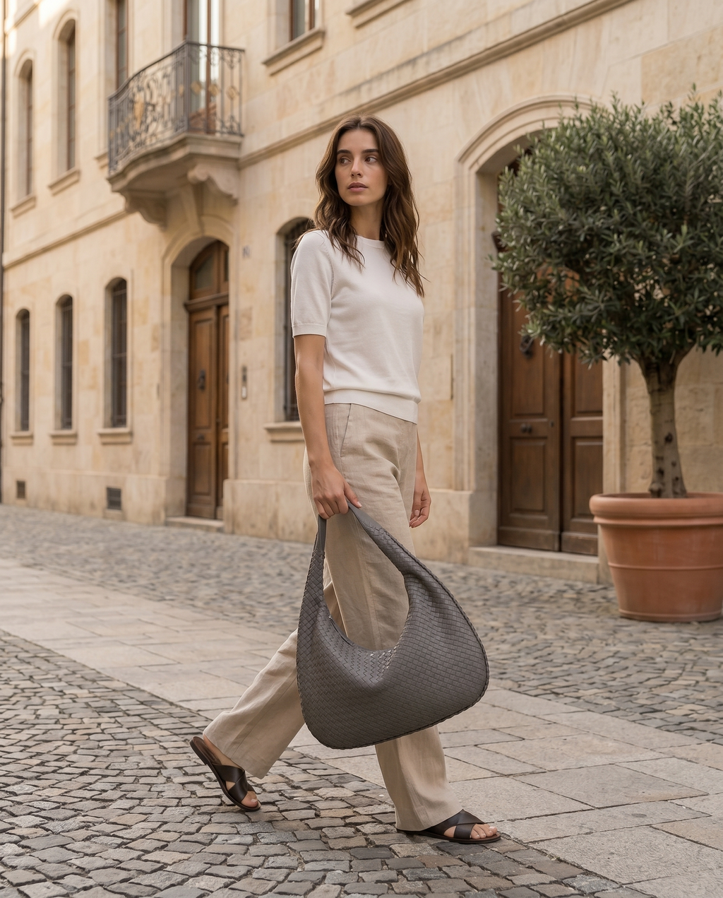 Bolsa de Hombro para Mujer Tejida Amplia