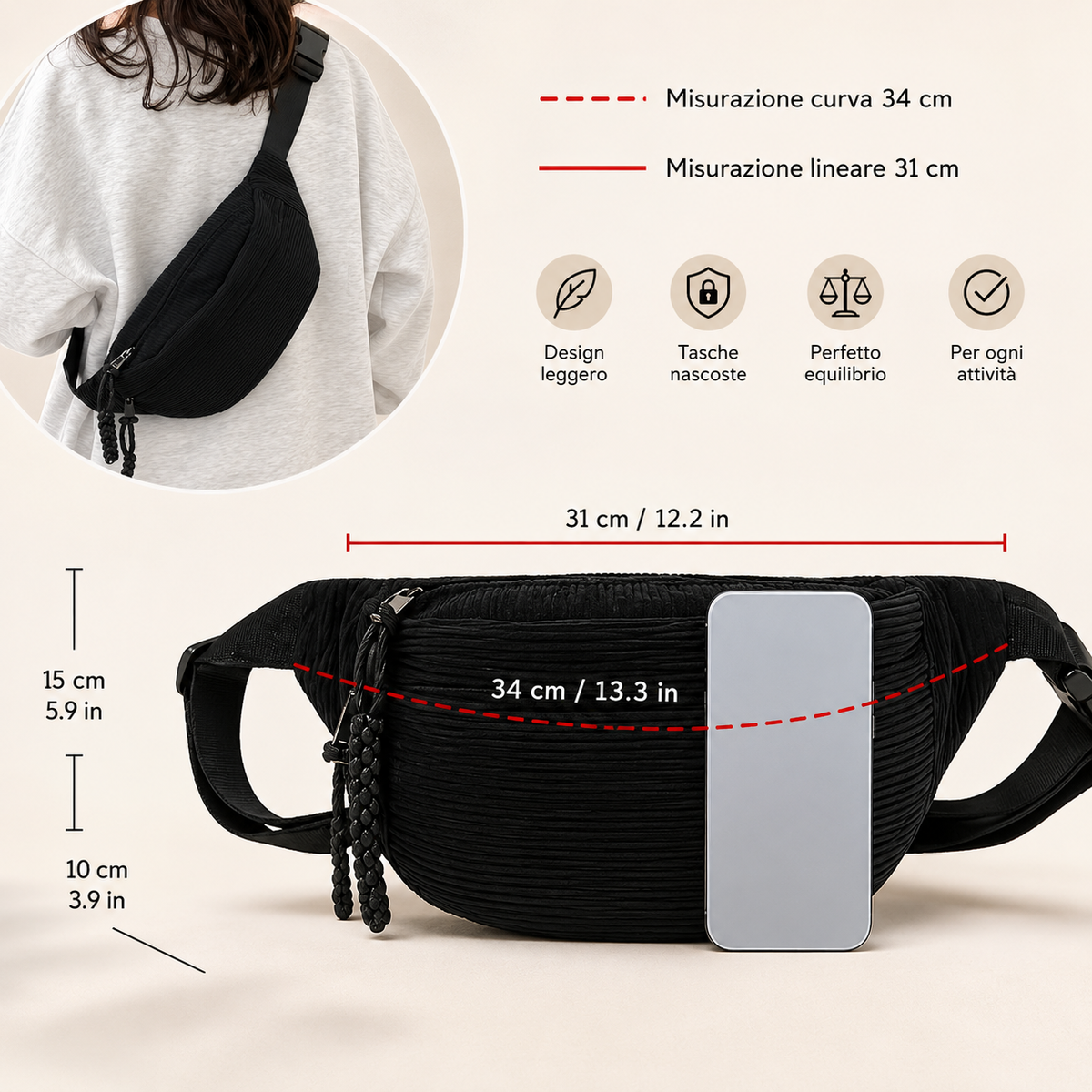 Celeste | Bolsa Crossbody de Pana para Mujer