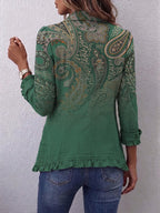 Addolorata | Saco Estampado Paisley Verde con Olanes