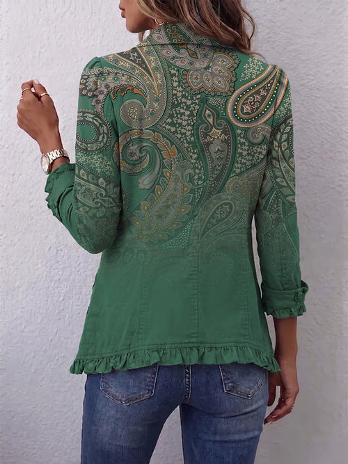 Addolorata | Saco Estampado Paisley Verde con Olanes