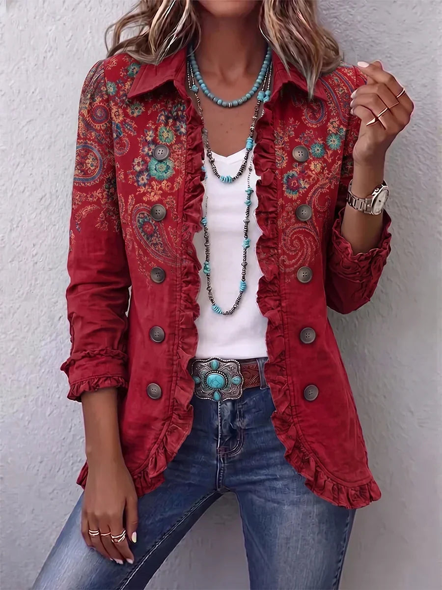 Serafina | Saco Estampado Paisley con Olanes