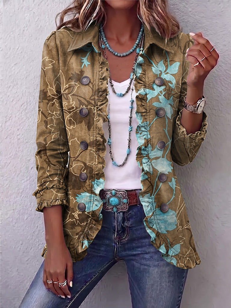 Domenica | Saco Floral Difuminado con Olanes