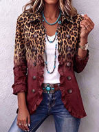Giuseppina | Blazer de Leopardo Difuminado con Olanes