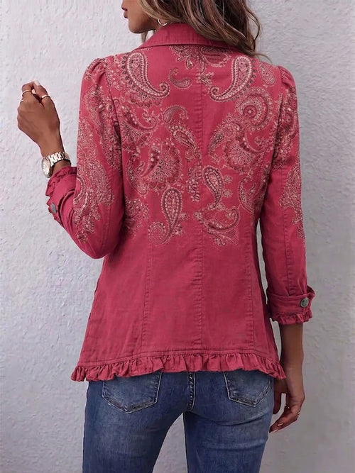 Agnese | Saco Estampado Paisley Rosa con Olanes