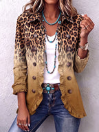 Giuseppina | Blazer de Leopardo Difuminado con Olanes