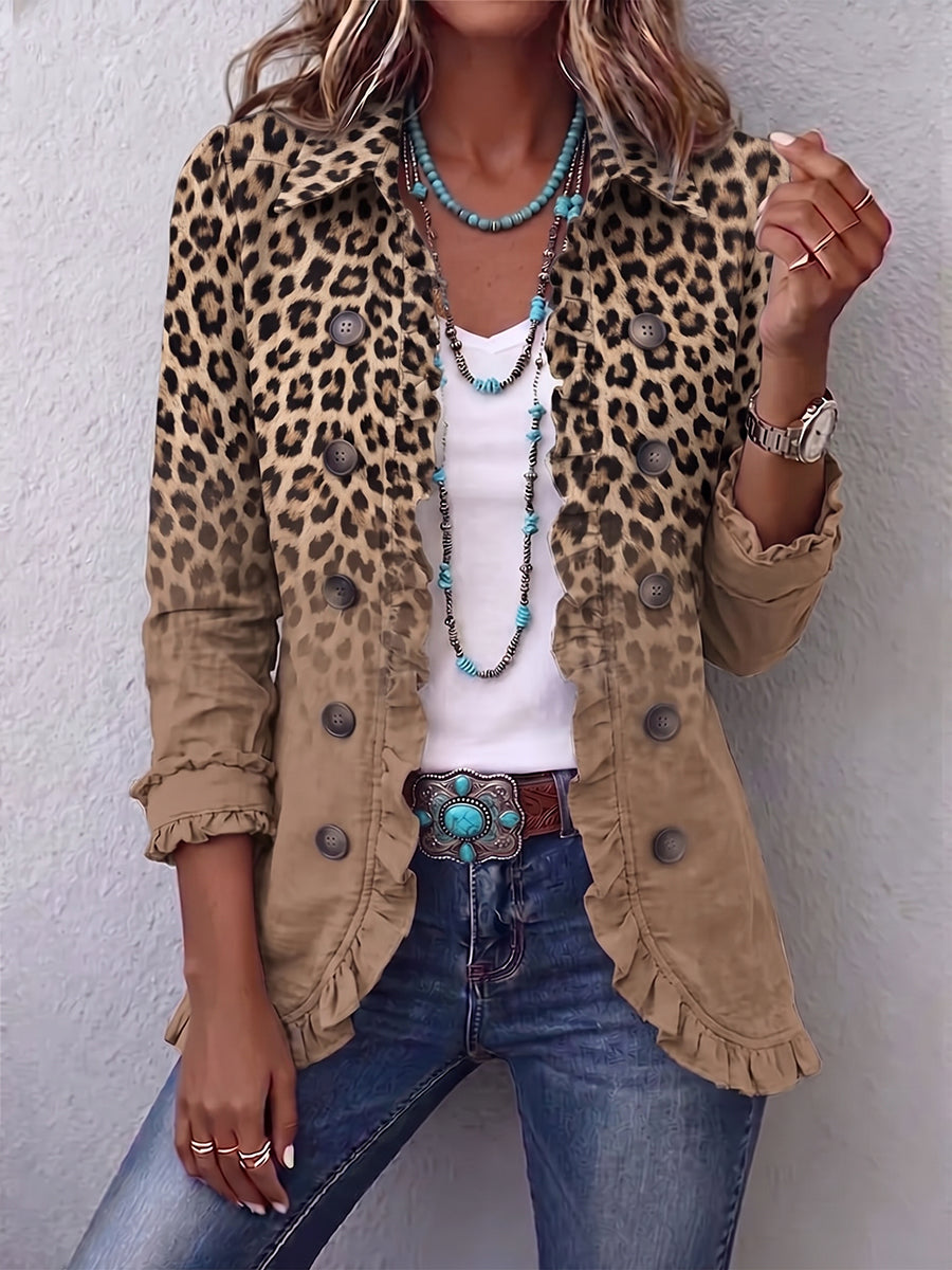 Silvana | Saco de Leopardo Difuminado con Olanes