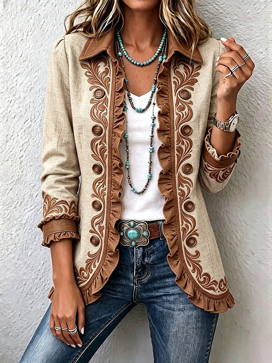 Iolanda | Saco Floral Bordado con Olanes