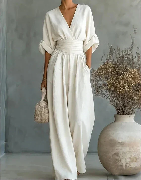 Elisa | Jumpsuit Elegante Fluido con Escote en V