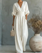 Elisa | Jumpsuit Elegante Fluido con Escote en V