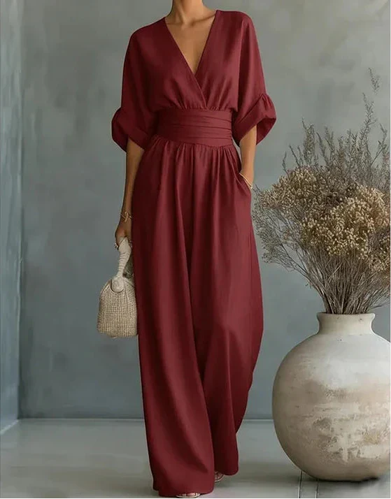 Elisa | Jumpsuit Elegante Fluido con Escote en V