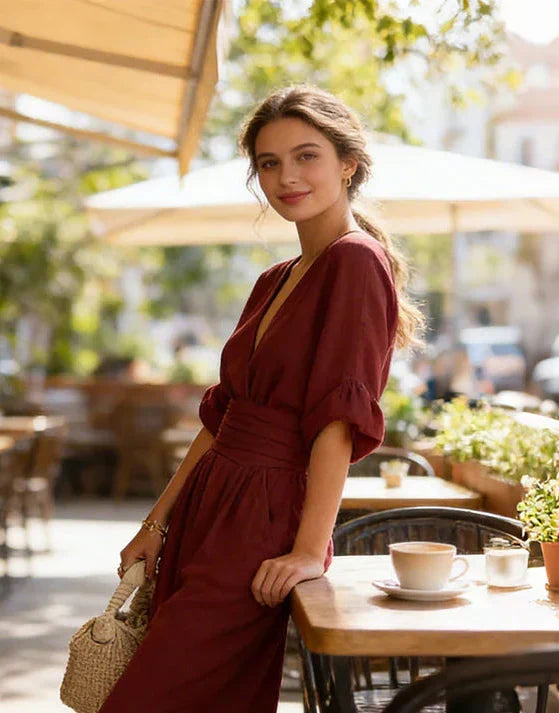 Elisa | Jumpsuit Elegante Fluido con Escote en V
