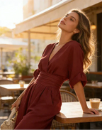 Elisa | Jumpsuit Elegante Fluido con Escote en V