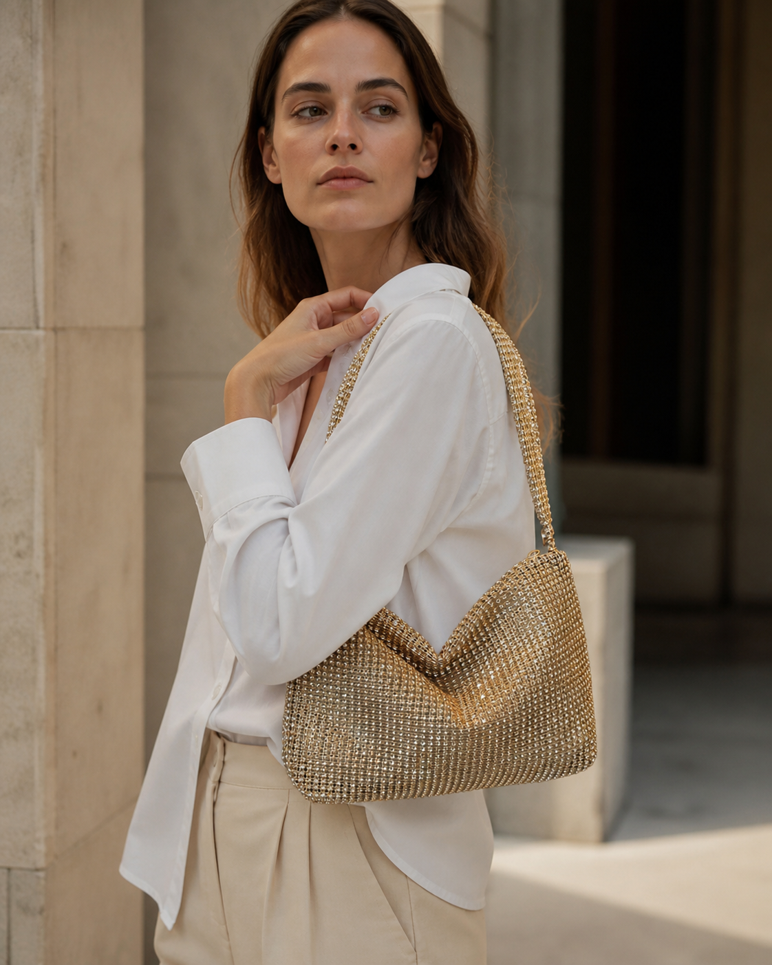 Bolsa de Hombro para Mujer con Pedrería