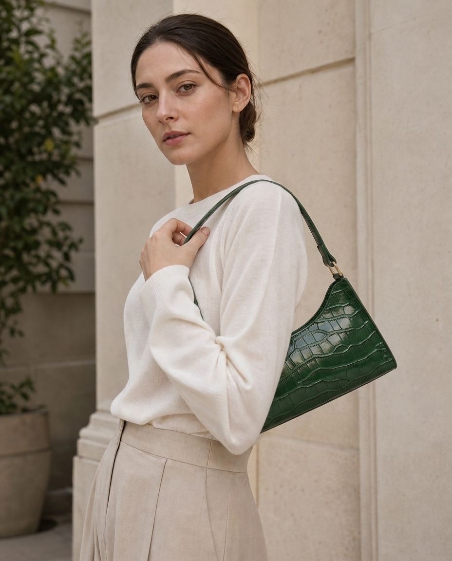 Bolsa de Hombro para Mujer Efecto Cocodrilo